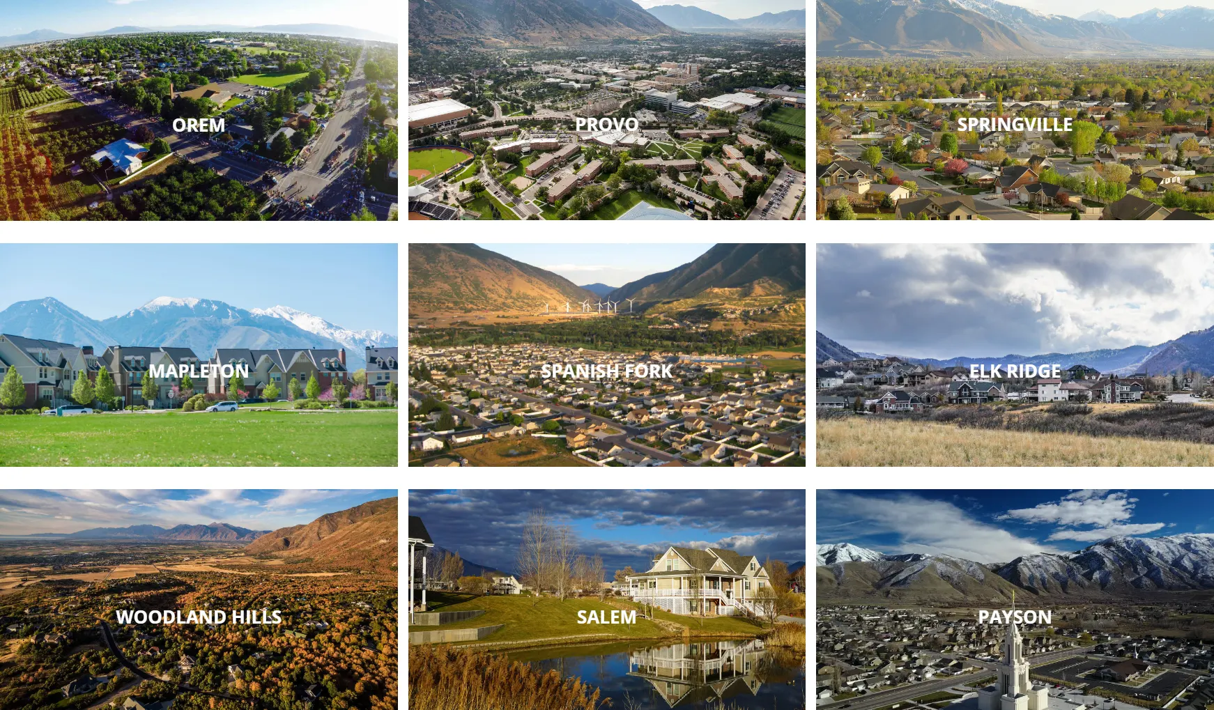 Flux Real Estate cities list website section screenshot