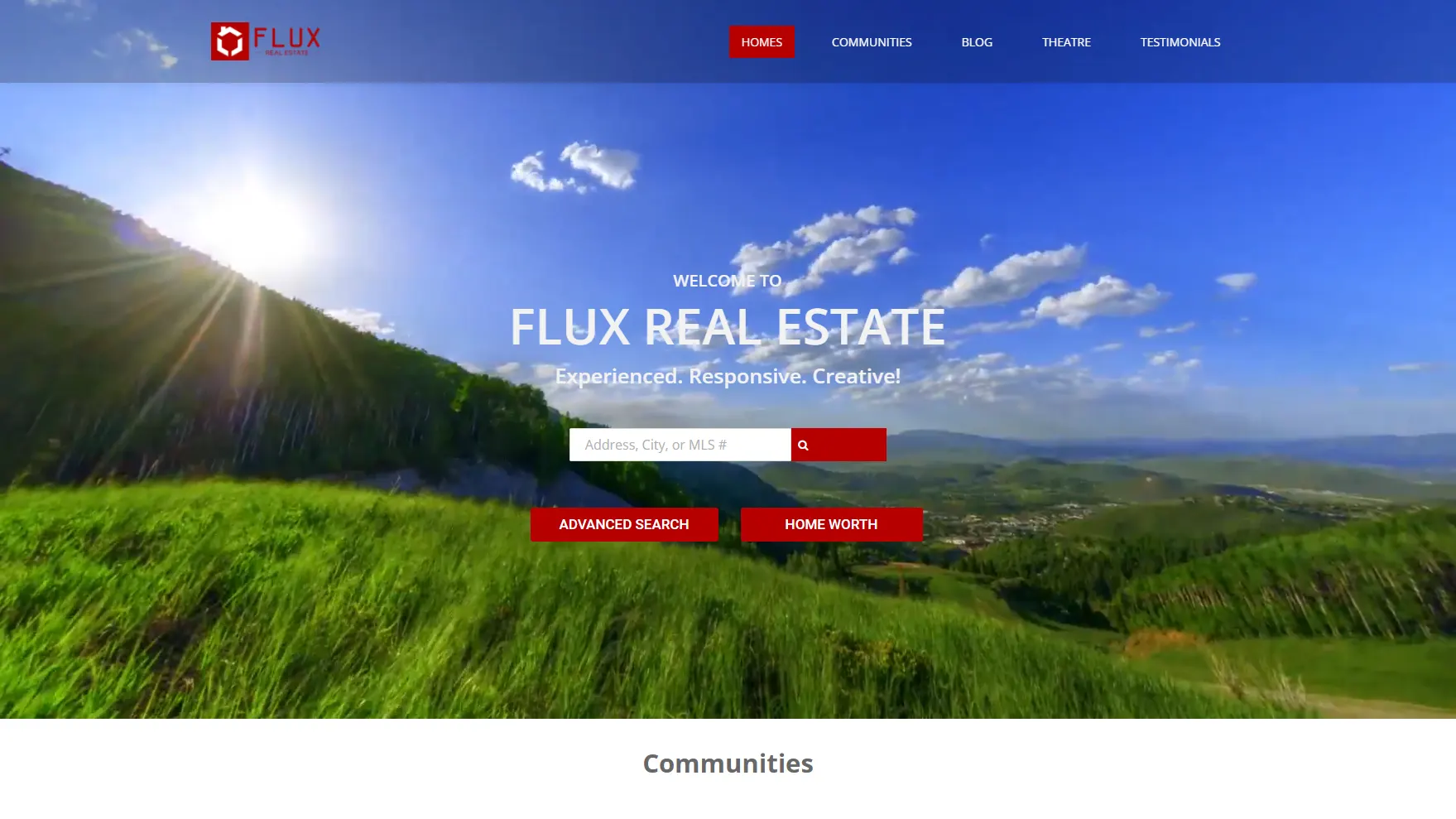 Flux Real Estate website screenshot