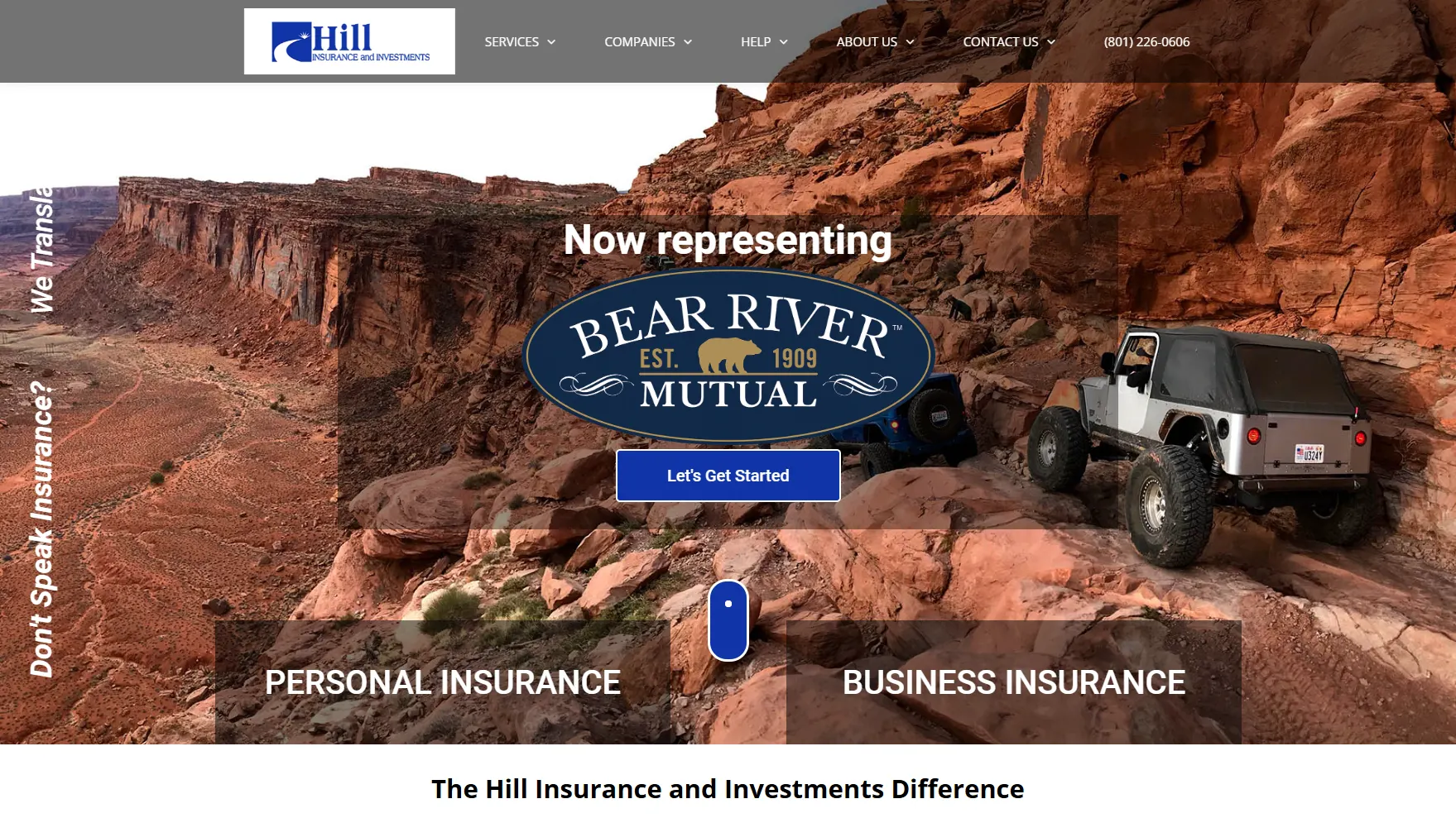 My Hill Insurance website screenshot