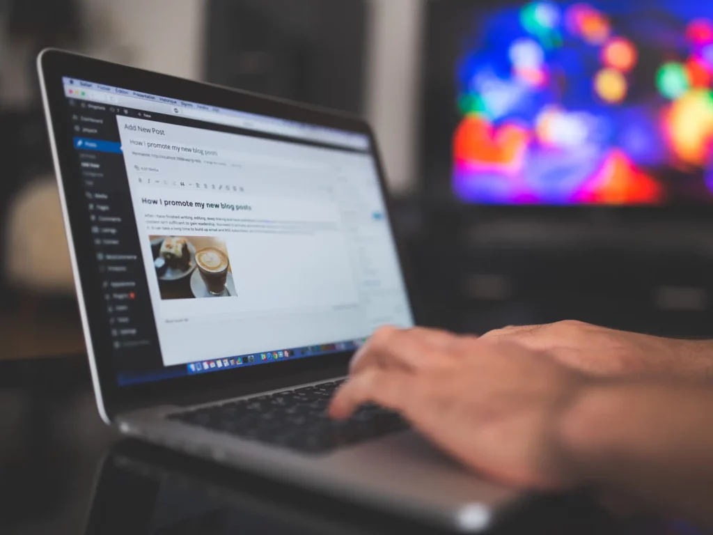 Wordpress developer working on his laptop