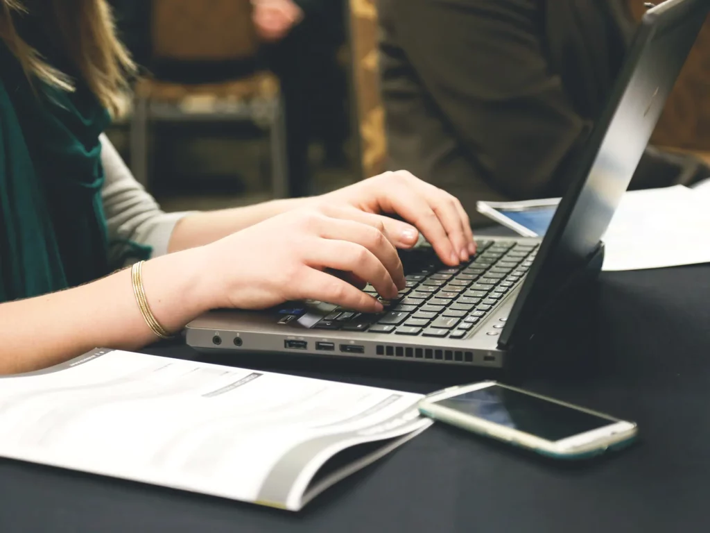 Copywriter working in her computer